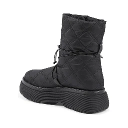 Black Nylon Flat Boots