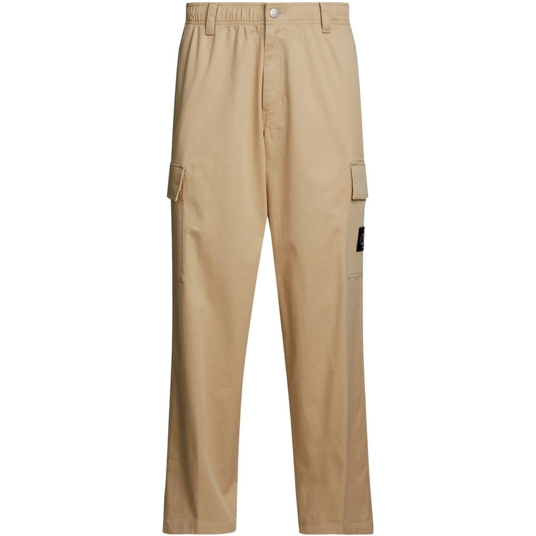 Beige Cotton Cargo Pants