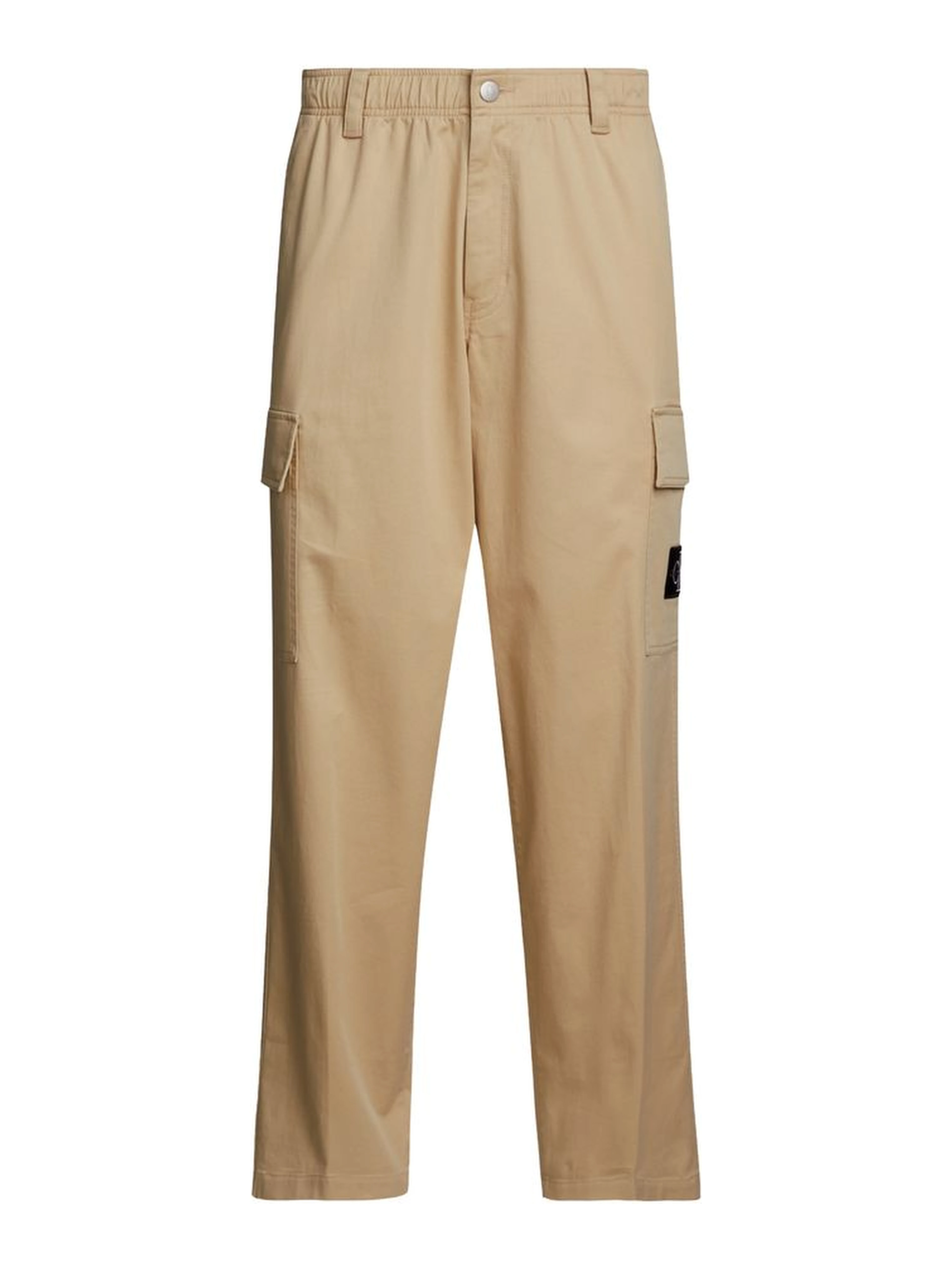 Beige Cotton Cargo Pants