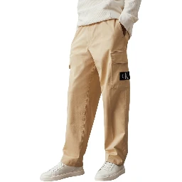 Beige Cotton Cargo Pants