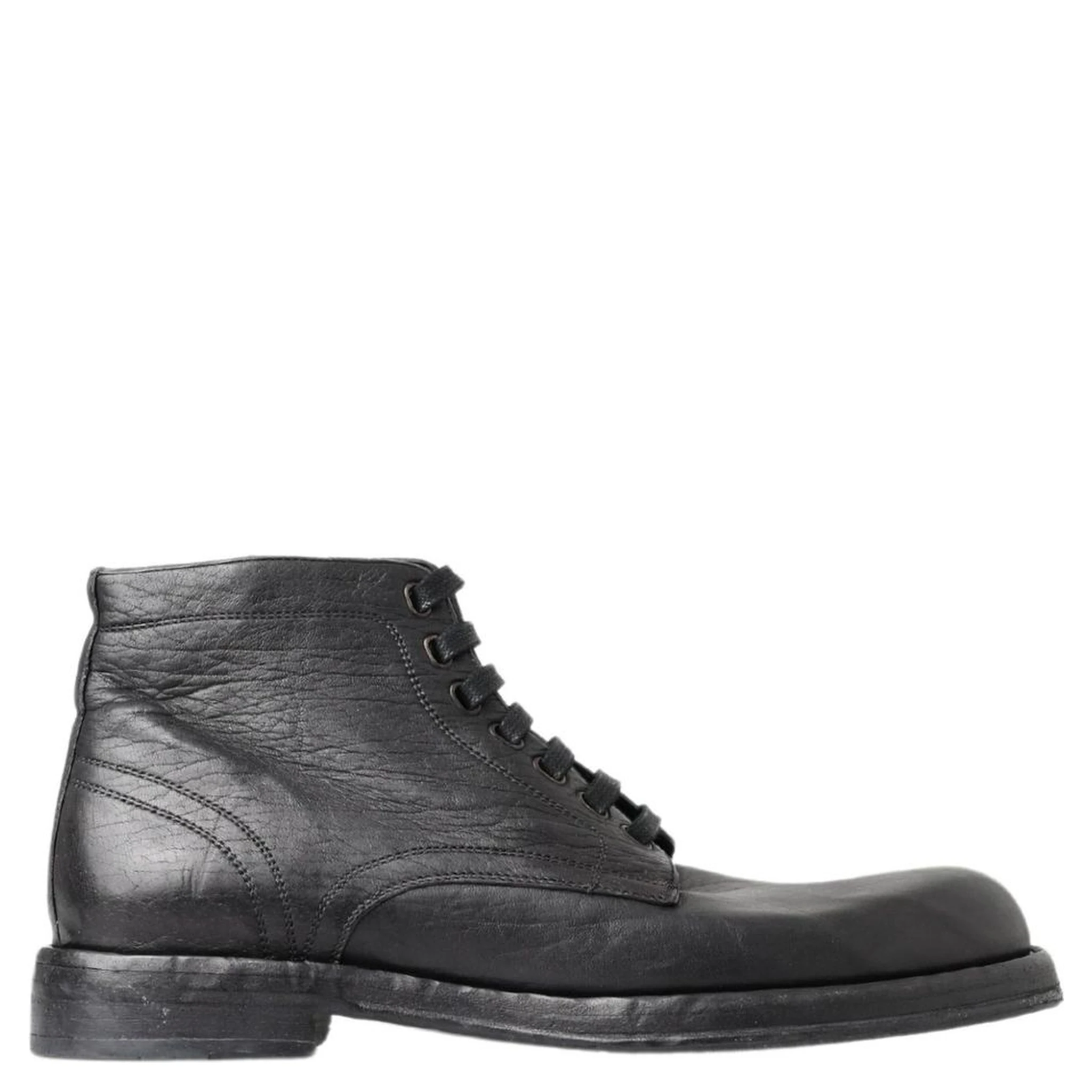 Black Leather Lace-Up Boots