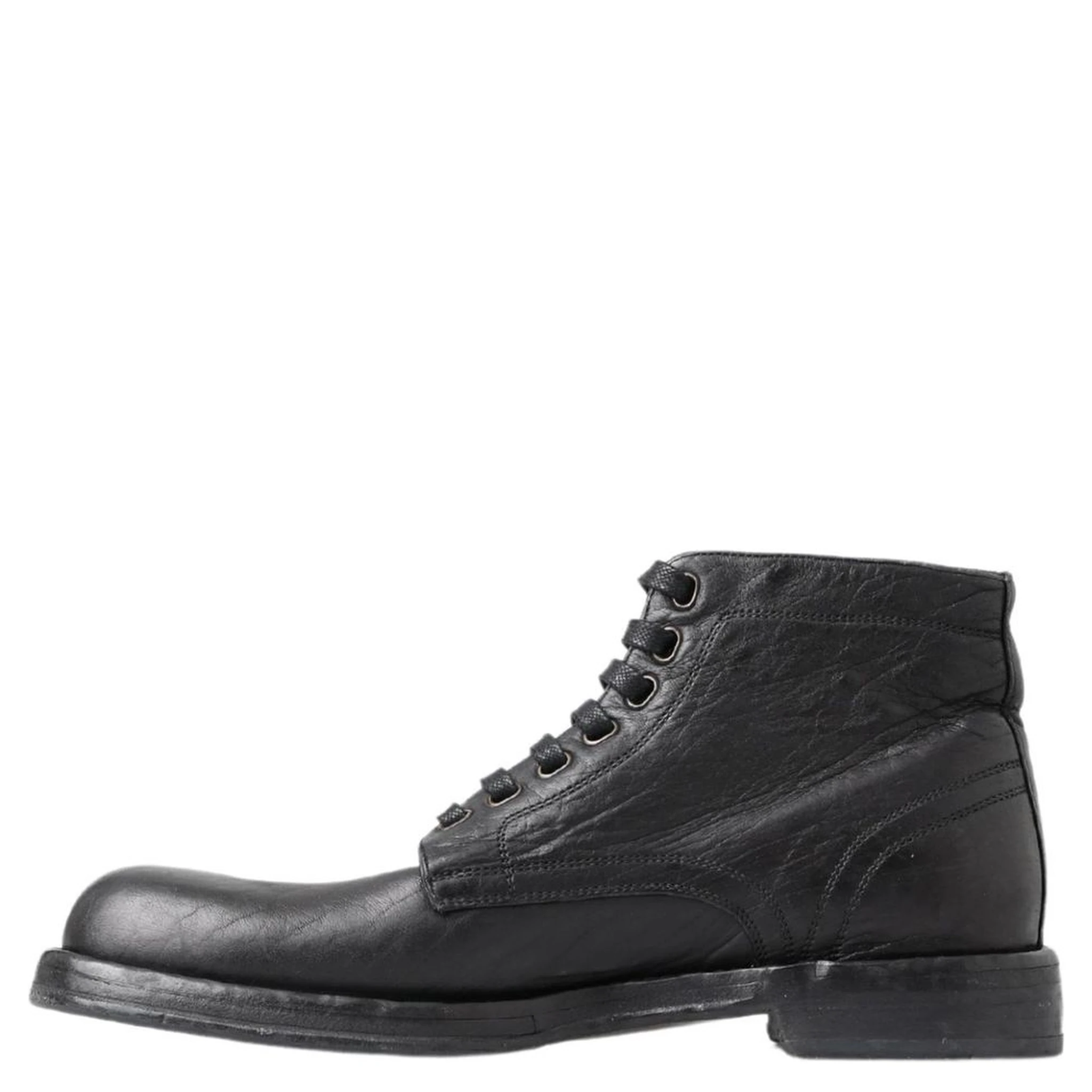 Black Leather Lace-Up Boots