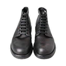 Black Leather Lace-Up Boots