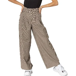 Beige Elastane Casual Pants