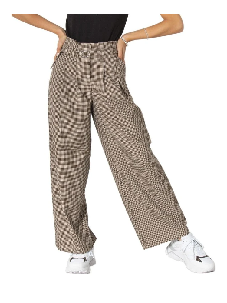 Beige Elastane Casual Pants