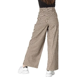 Beige Elastane Casual Pants