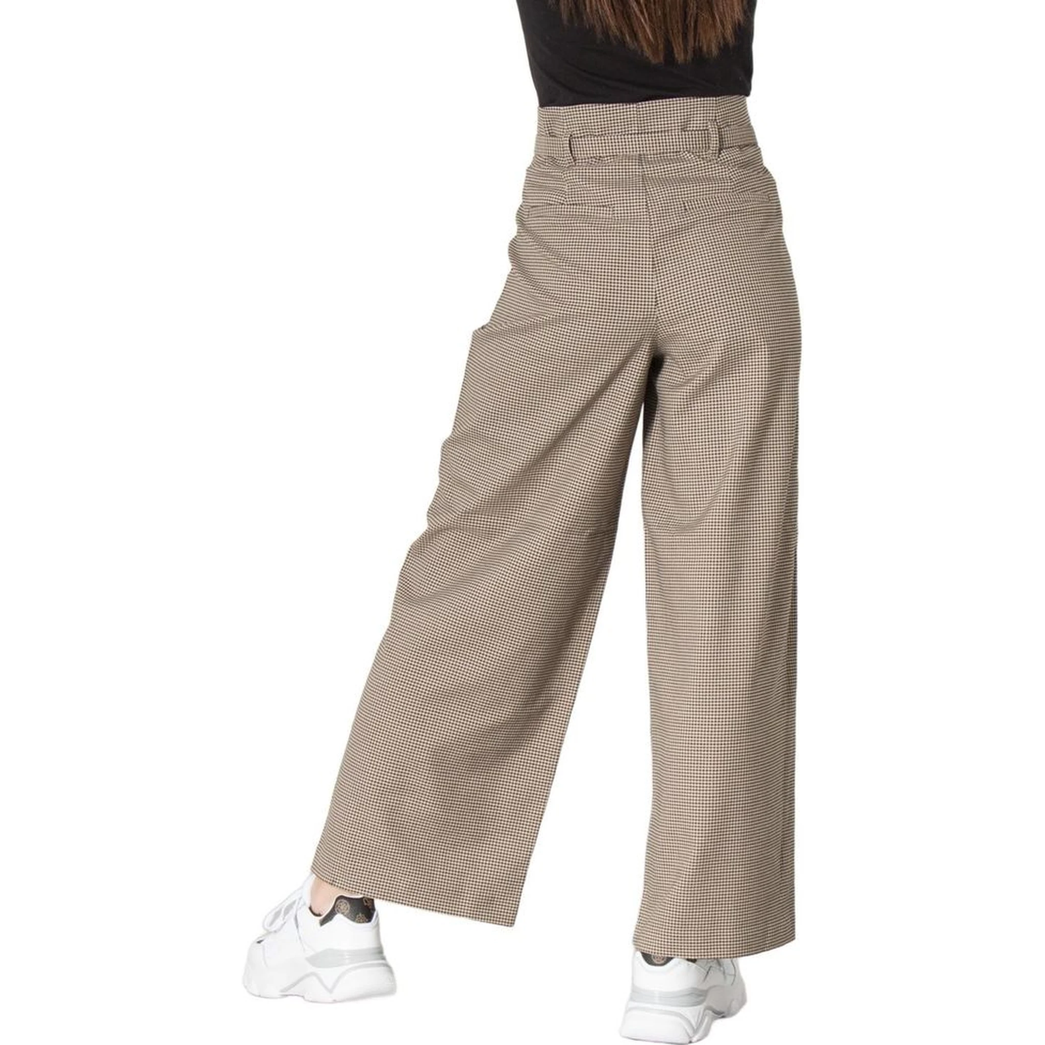 Beige Elastane Casual Pants