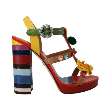 Multicolor Cotton Platform Sandals