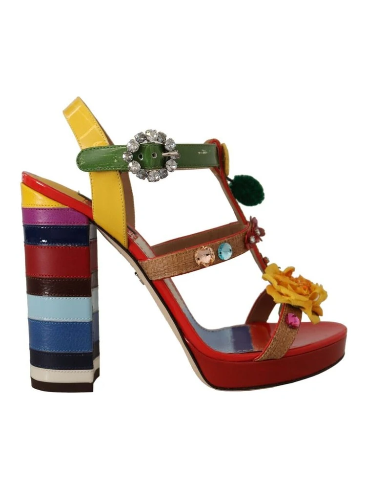 Multicolor Cotton Platform Sandals