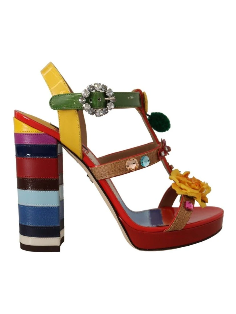 Multicolor Cotton Platform Sandals