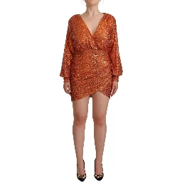 Orange Polyester Cocktail Dress
