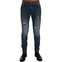 Blue Cotton Slim Fit Jeans