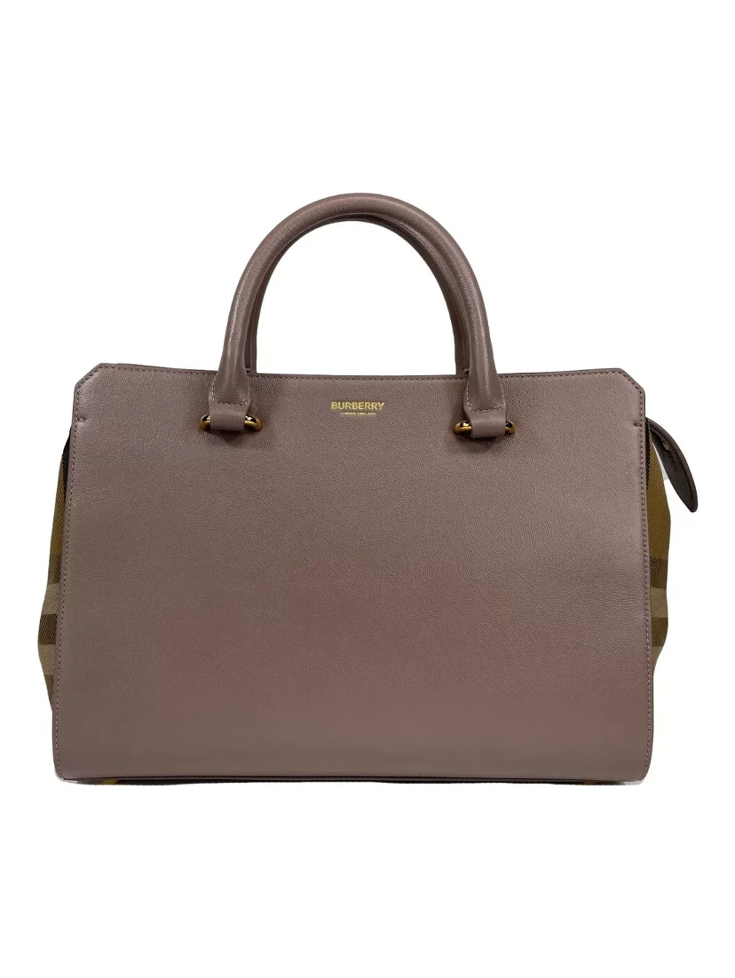 Small Banwell Leather Tote Bag Purse Grey Mink