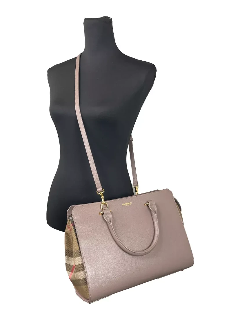 Small Banwell Leather Tote Bag Purse Grey Mink