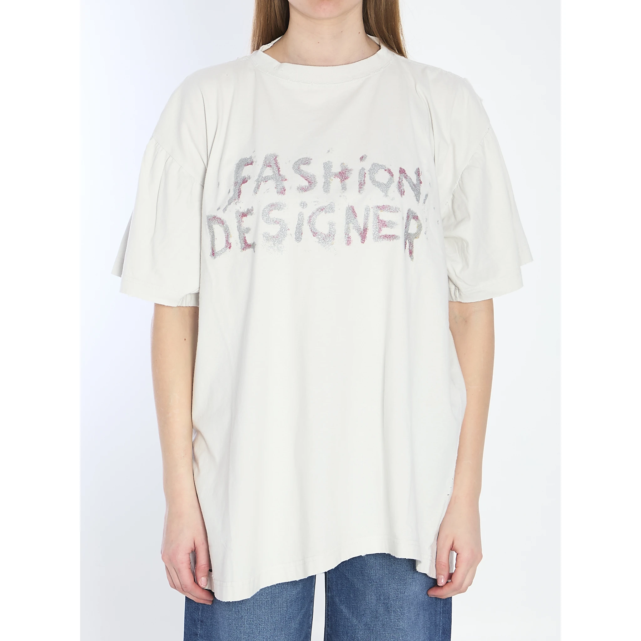 Distressed cotton shirt