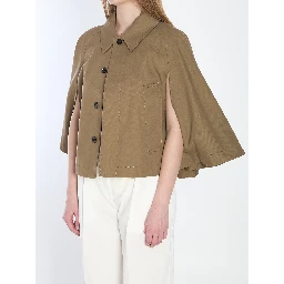 Cotton-blend cropped cape