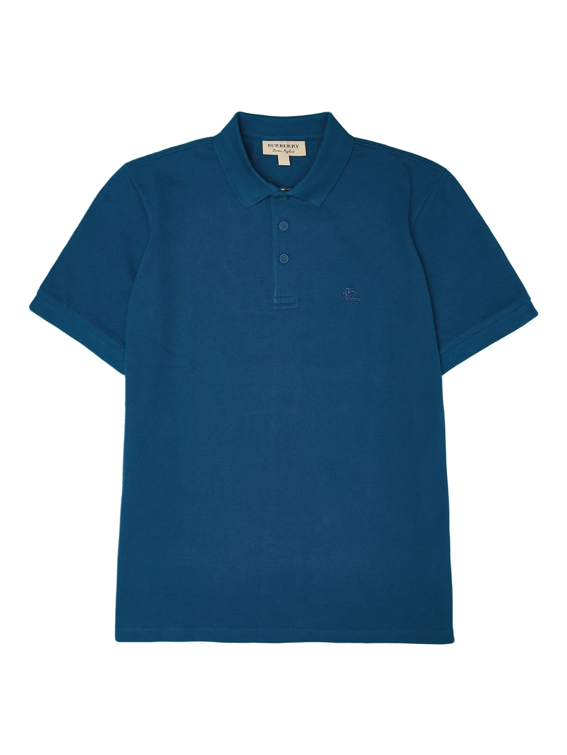 Deep Teal Blue Cotton Collared Polo Shirt