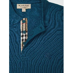 Deep Teal Blue Cotton Collared Polo Shirt