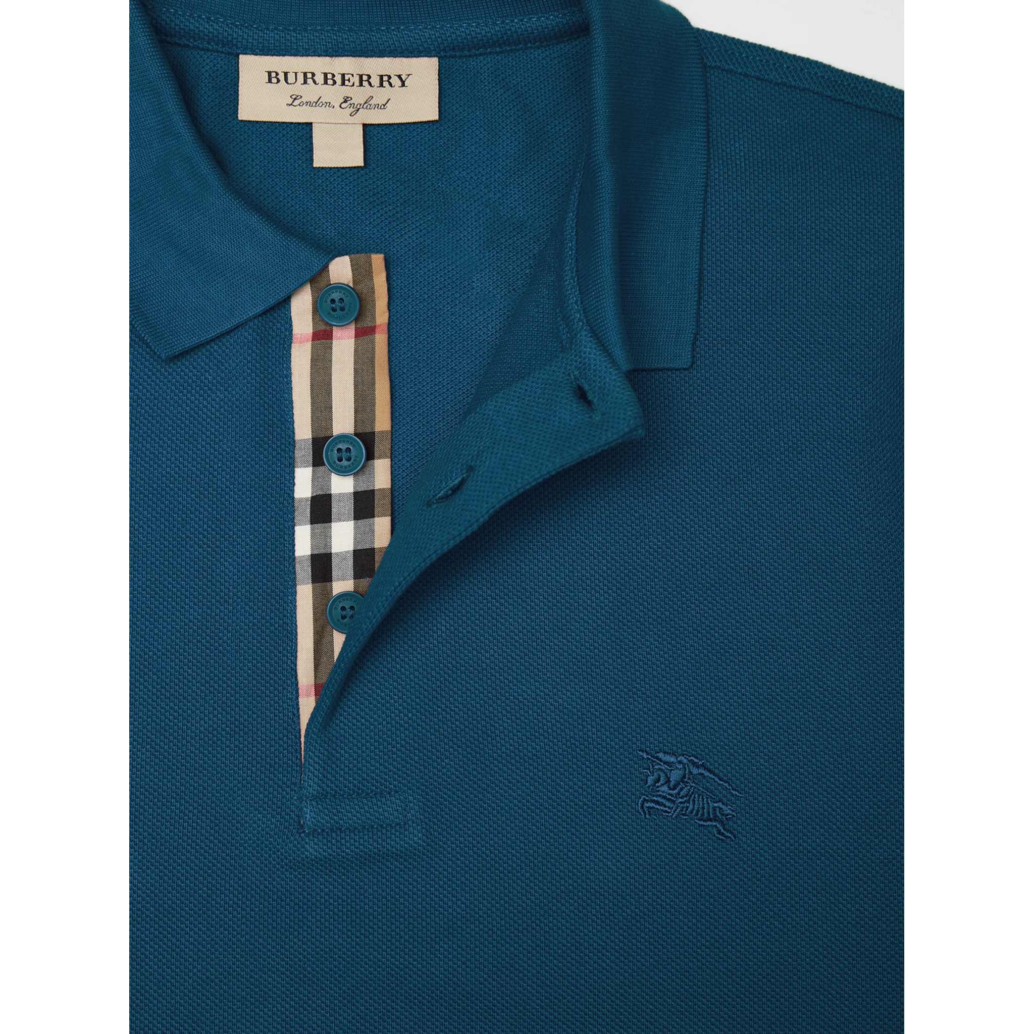 Deep Teal Blue Cotton Collared Polo Shirt