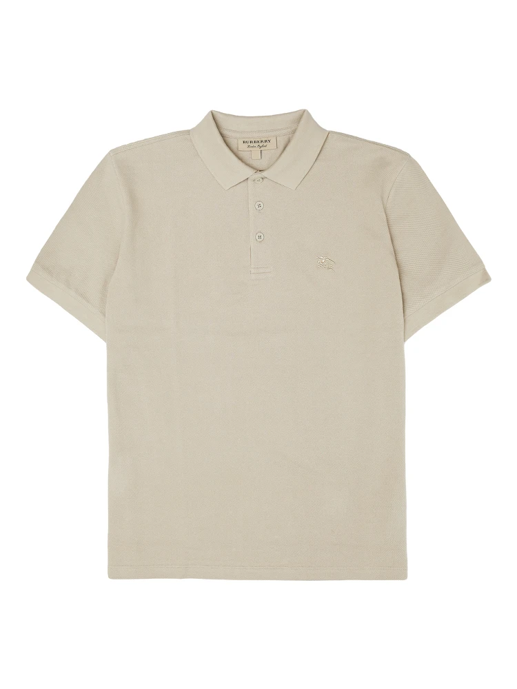Pale Stone Cotton Collared Polo Shirt
