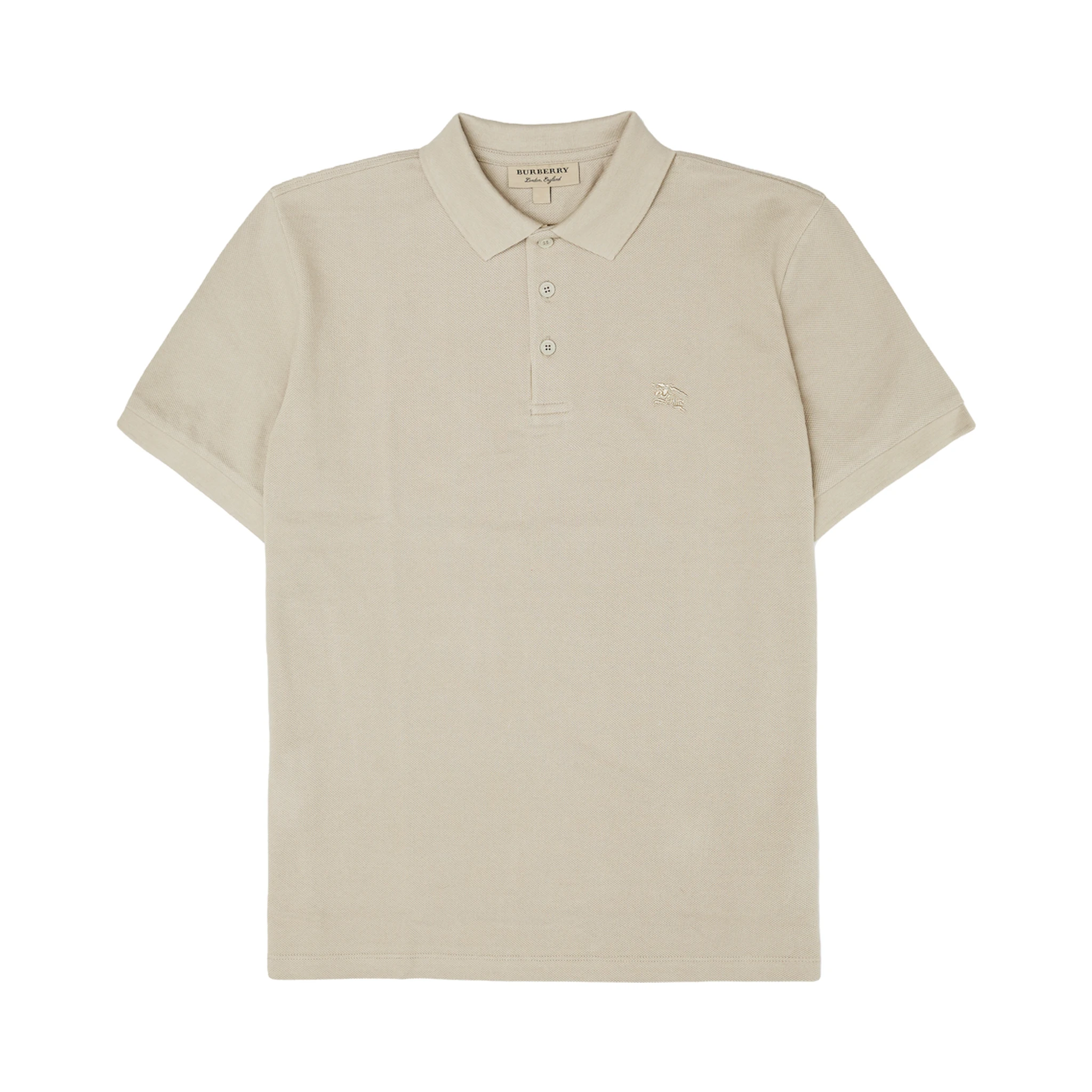 Pale Stone Cotton Collared Polo Shirt