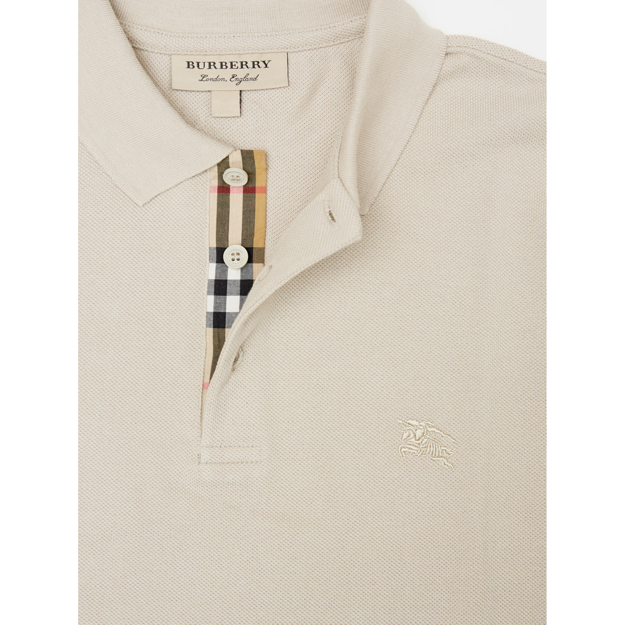 Pale Stone Cotton Collared Polo Shirt