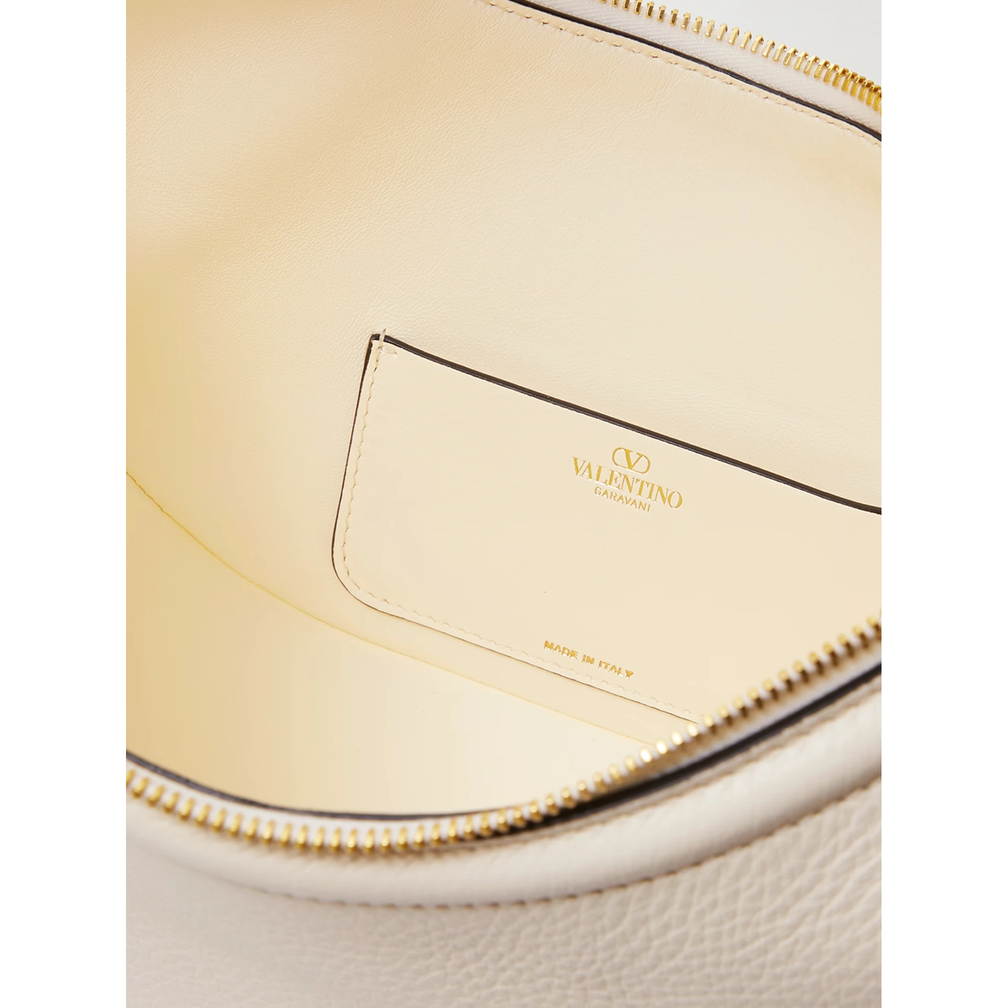 Ivory Leather Small Hobo Vlogo Shoulder Bag