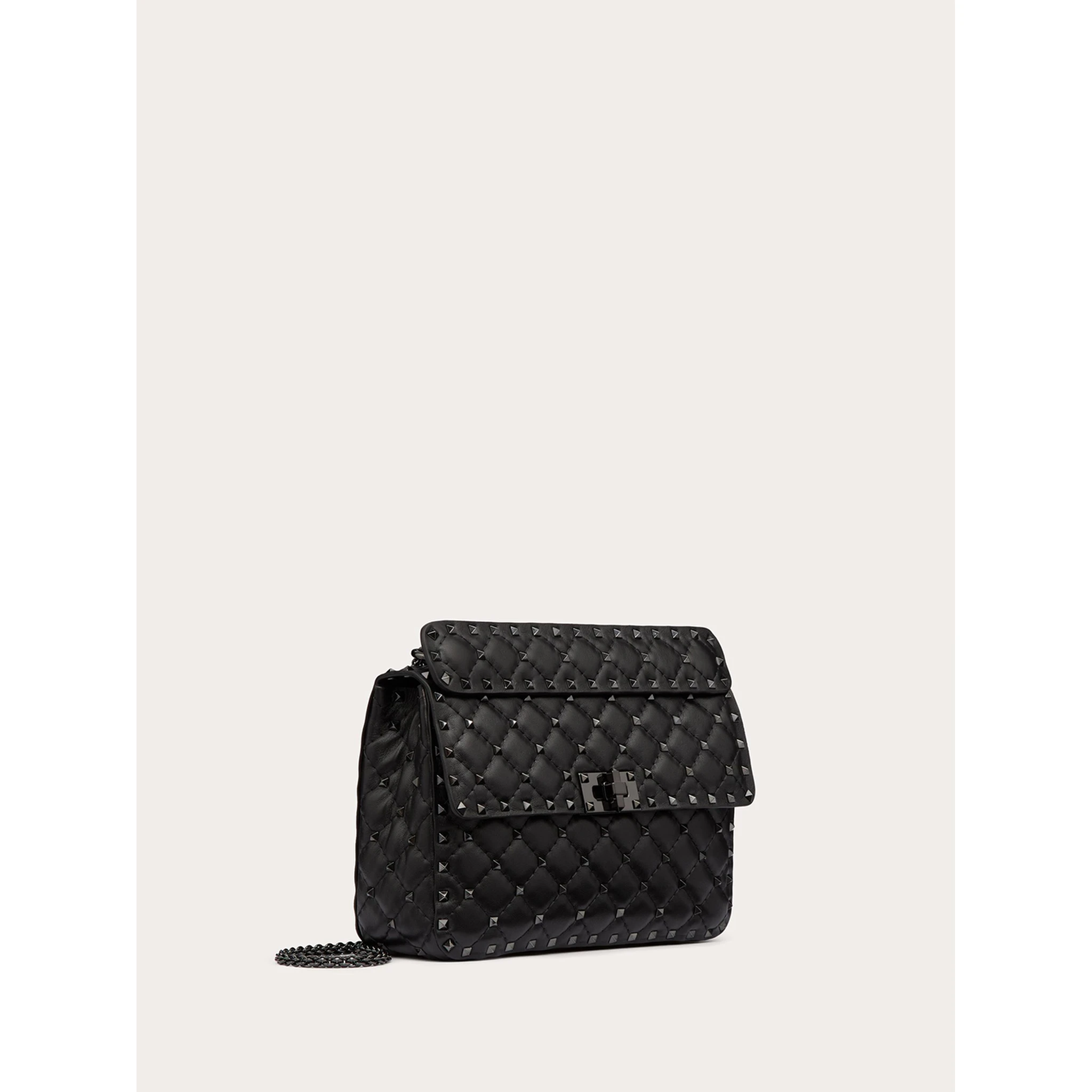 Black Nappa Leather Medium Rockstudt Spike Bag