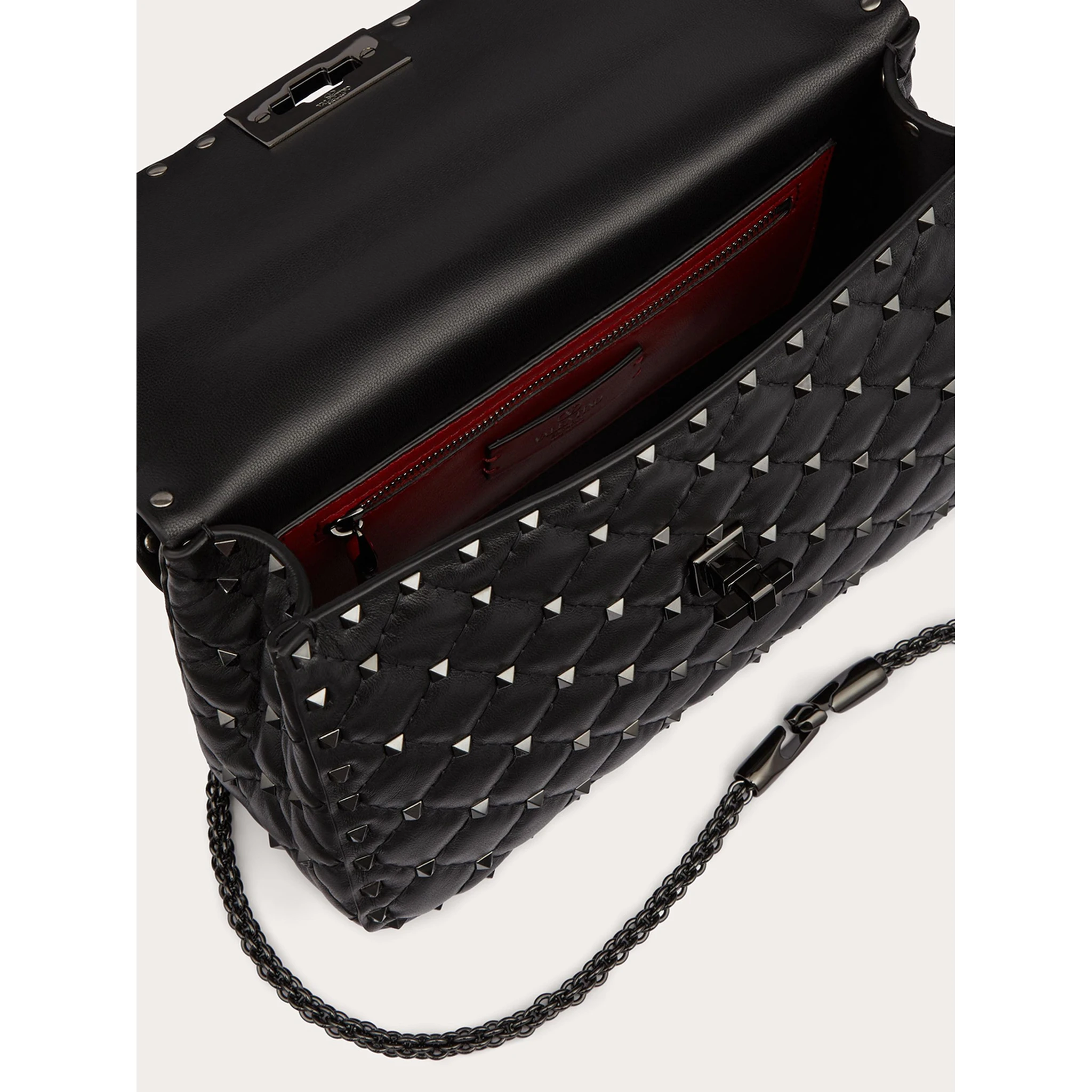 Black Nappa Leather Medium Rockstudt Spike Bag