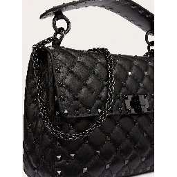 Black Nappa Leather Medium Rockstudt Spike Bag