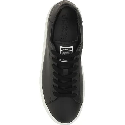 Leather Sneakers With La Greca Detail In Black