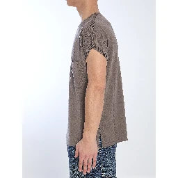 Crewneck T-shirt With Embroidered Chest Pocket In Brown