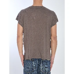 Crewneck T-shirt With Embroidered Chest Pocket In Brown