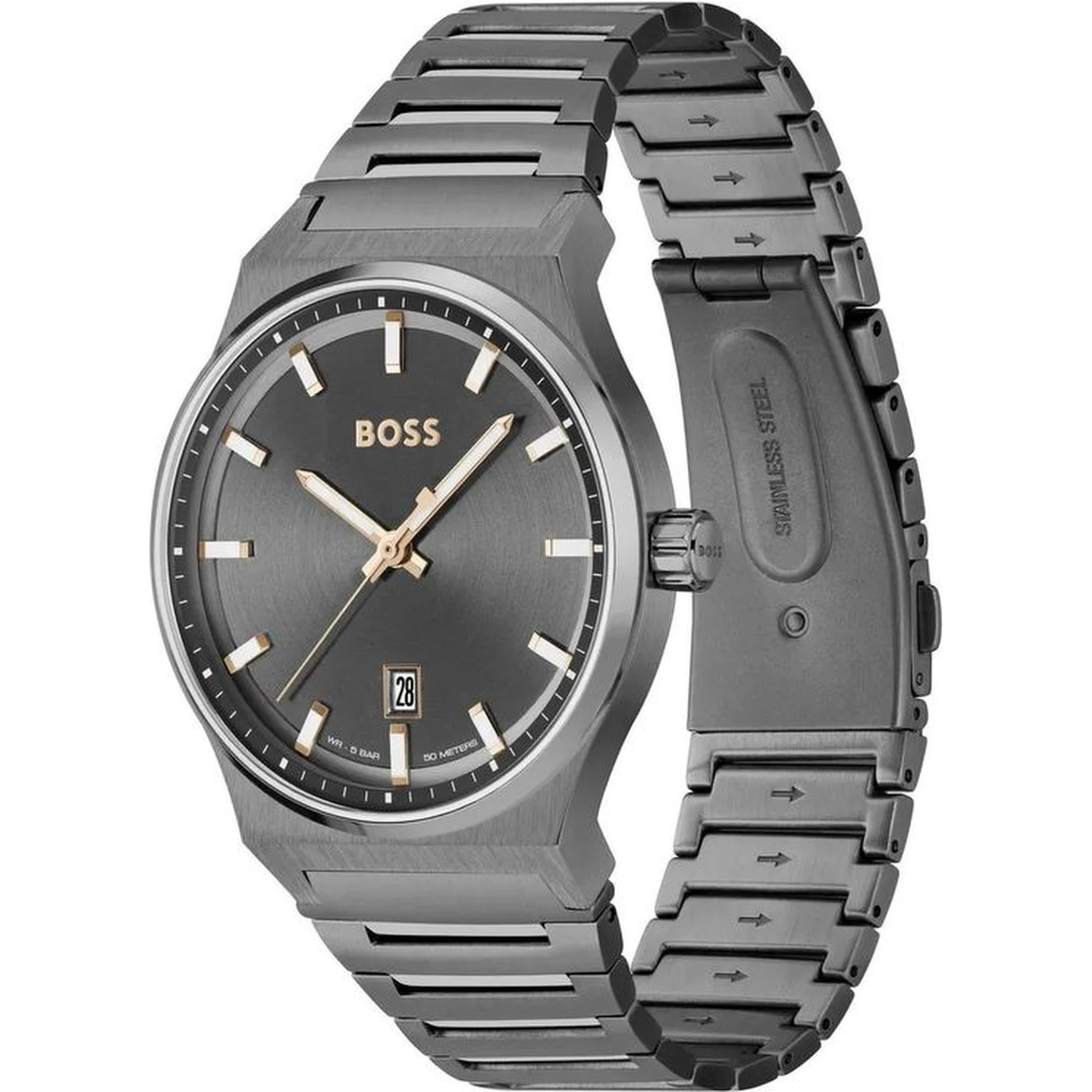 Gray Stainless Steel Dress Watch