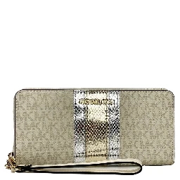 Jet Set Travel Center Stripe Signature Continental Wallet Vanilla Pale Gold
