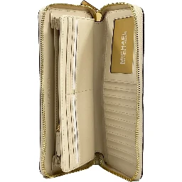 Jet Set Travel Center Stripe Signature Continental Wallet Vanilla Pale Gold
