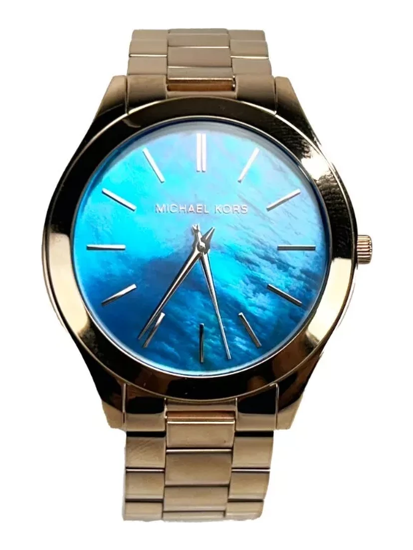 Slim Runway Stainless Steel Watch MK3494 Ocean Blue Gold NO BOX