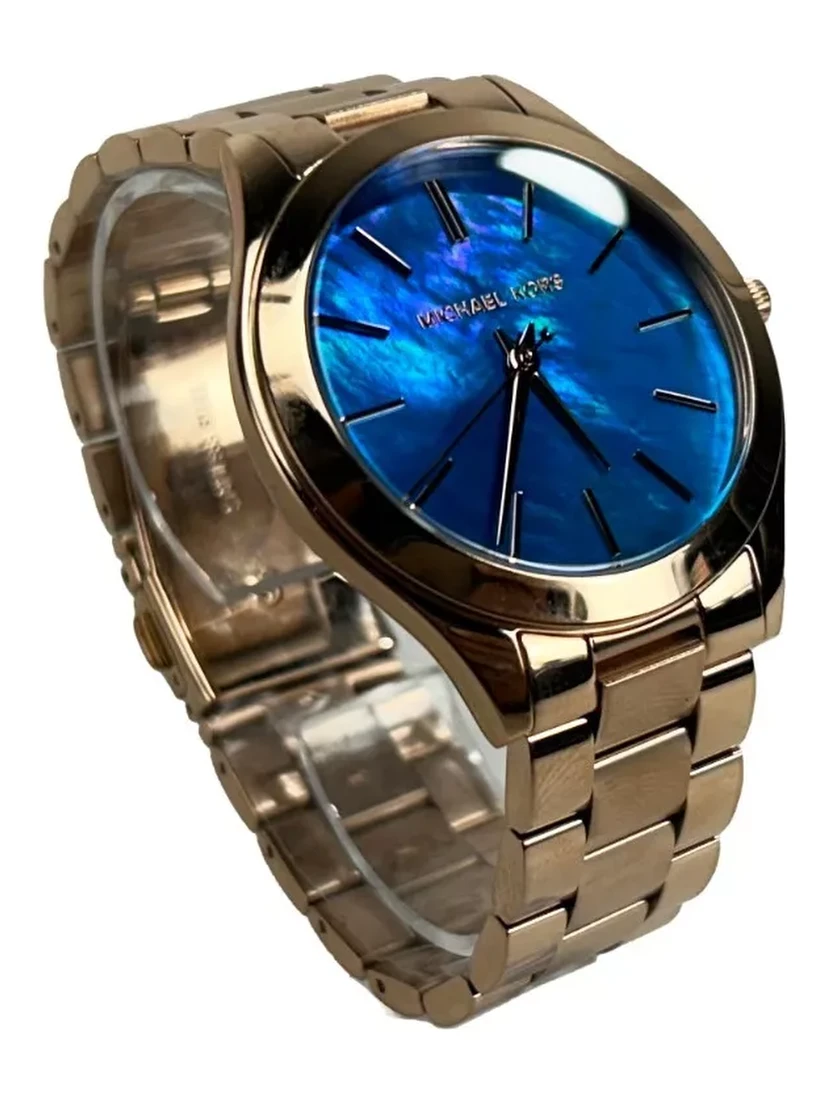 Slim Runway Stainless Steel Watch MK3494 Ocean Blue Gold NO BOX