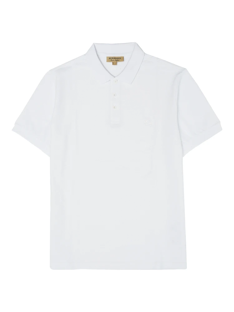 White Cotton Collared Polo Shirt