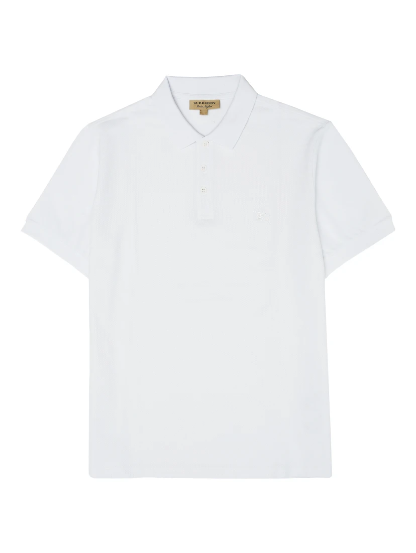 White Cotton Collared Polo Shirt