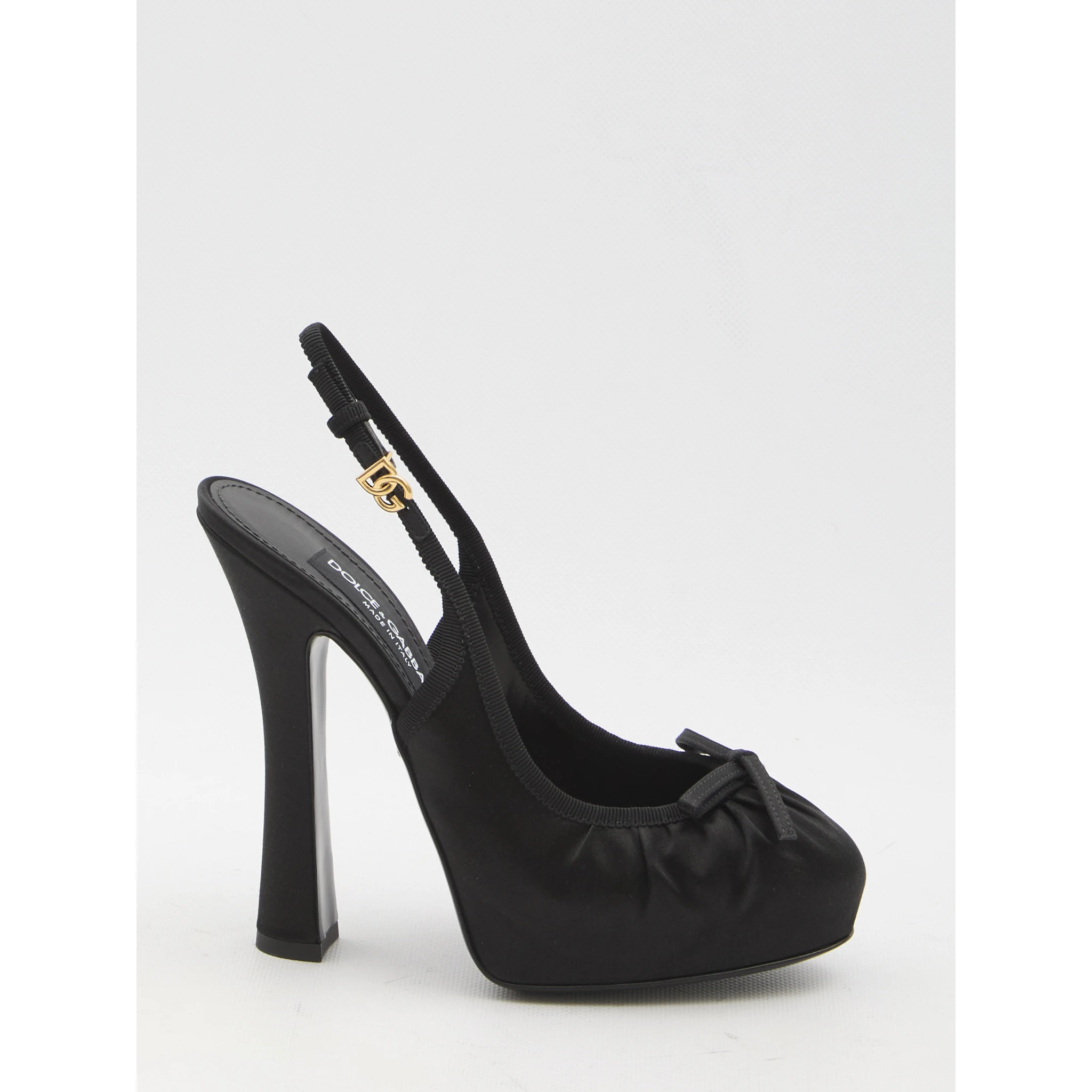 Satin slingback platform shoes