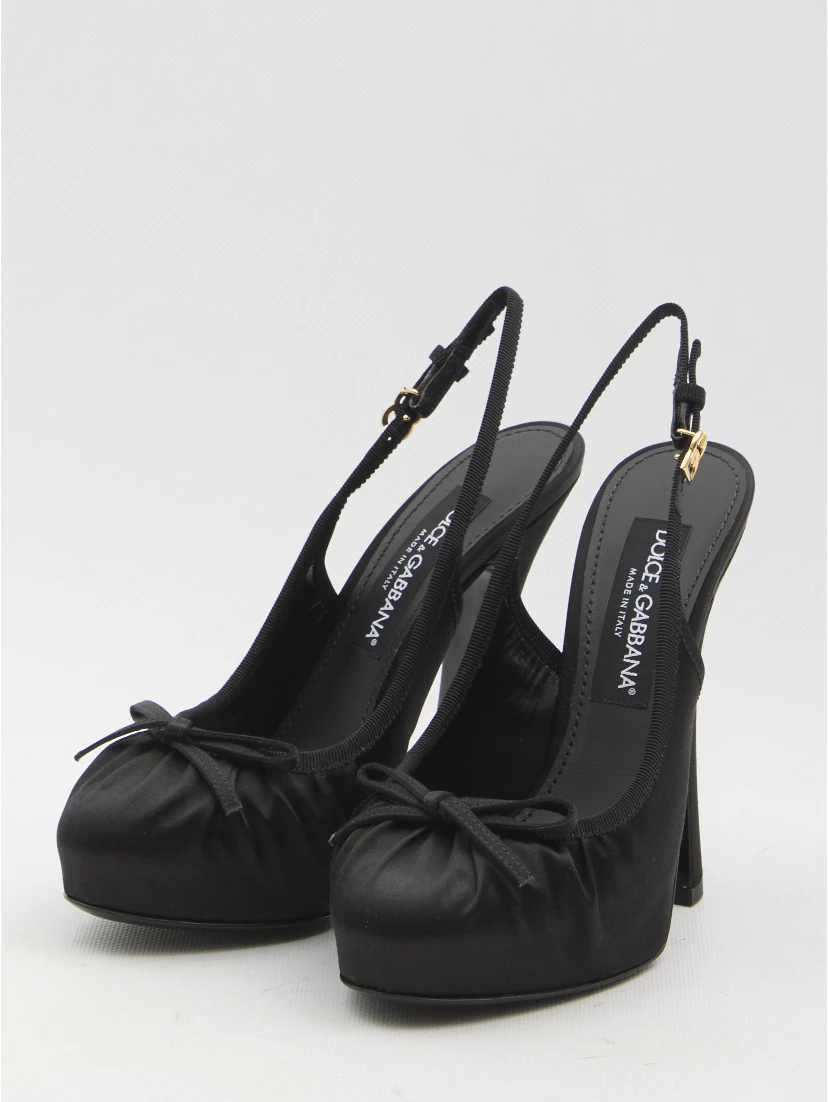 Satin slingback platform shoes