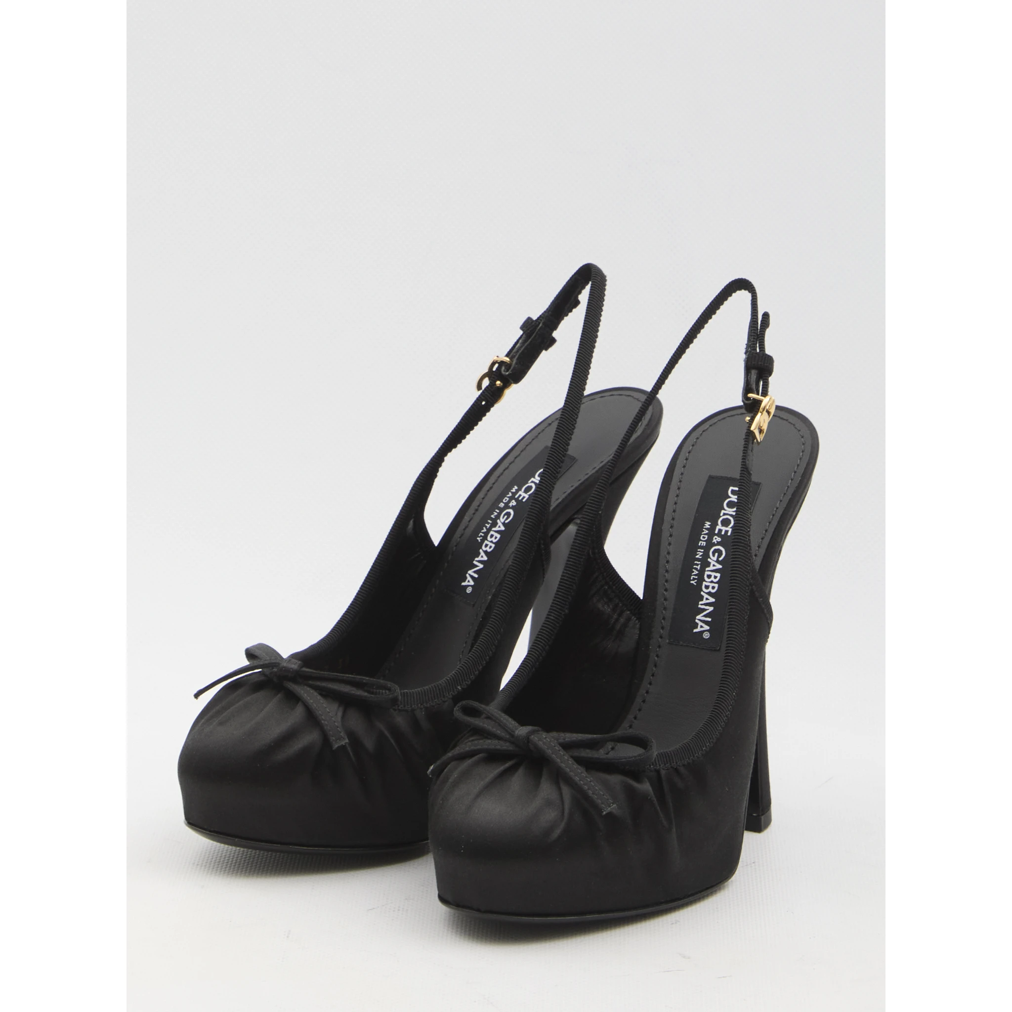 Satin slingback platform shoes