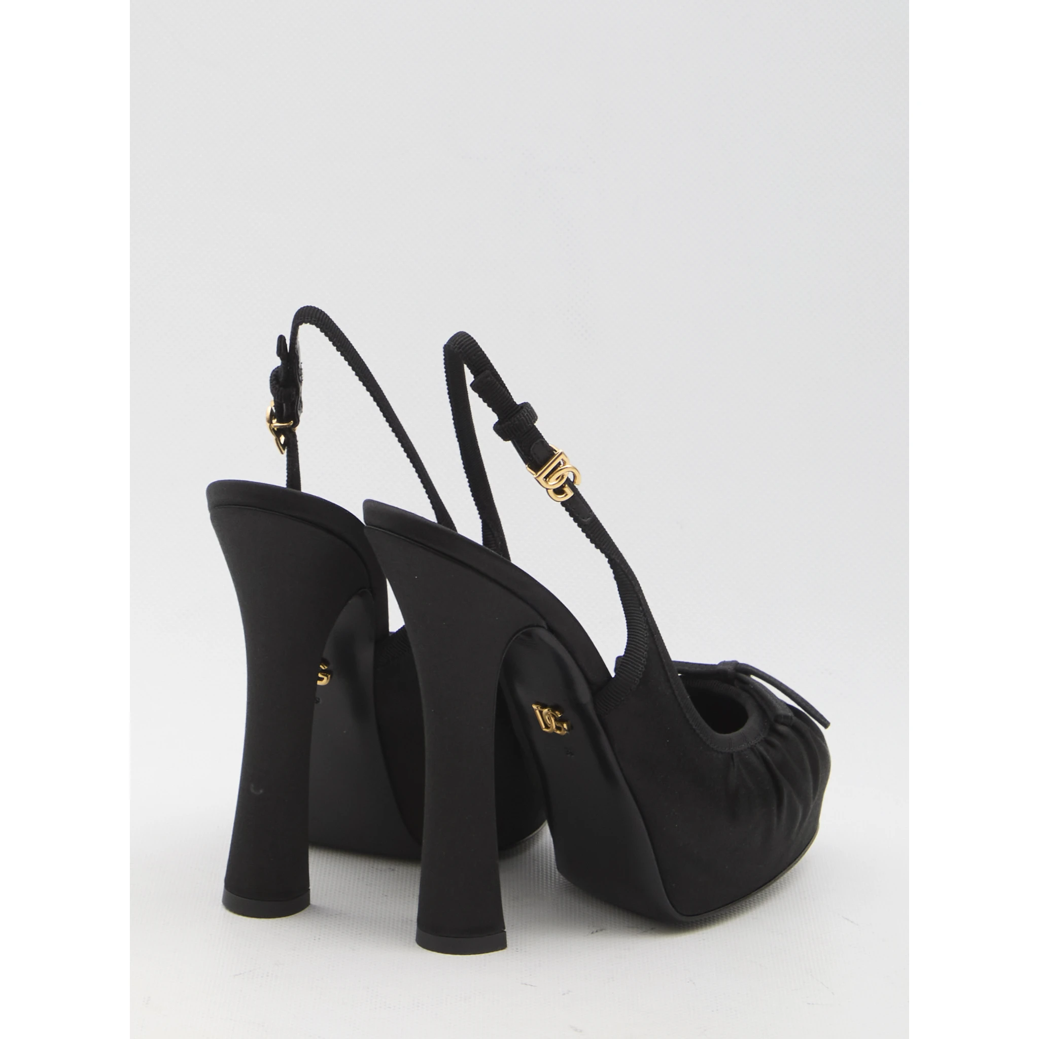 Satin slingback platform shoes