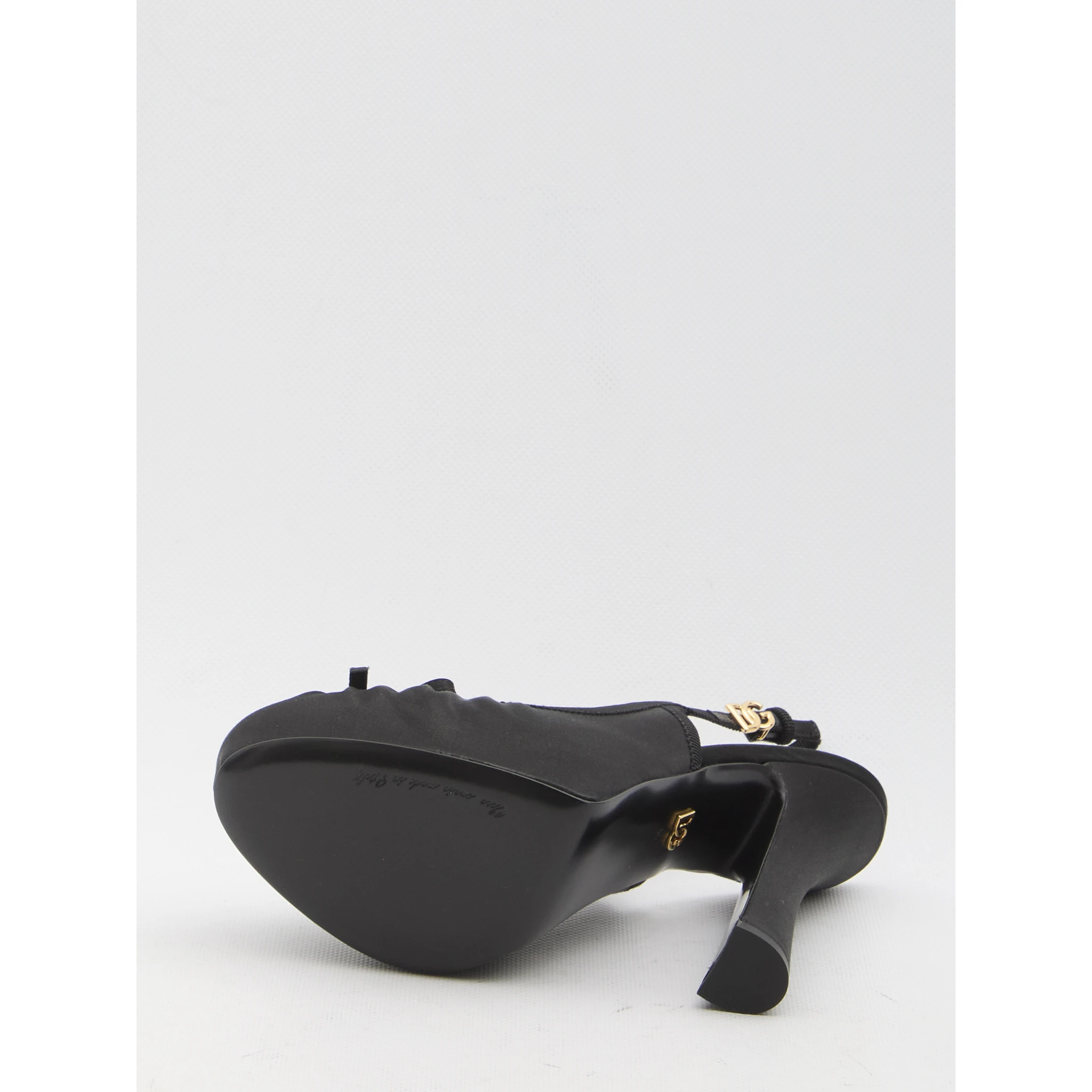 Satin slingback platform shoes