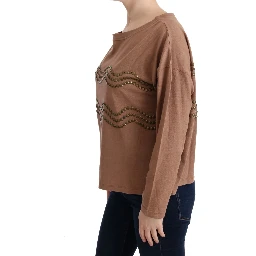 Brown Cotton Studded Sweater