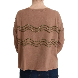 Brown Cotton Studded Sweater