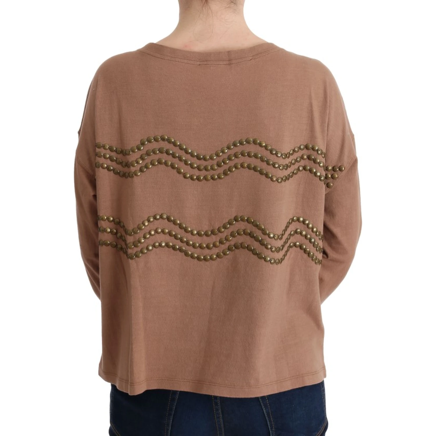 Brown Cotton Studded Sweater