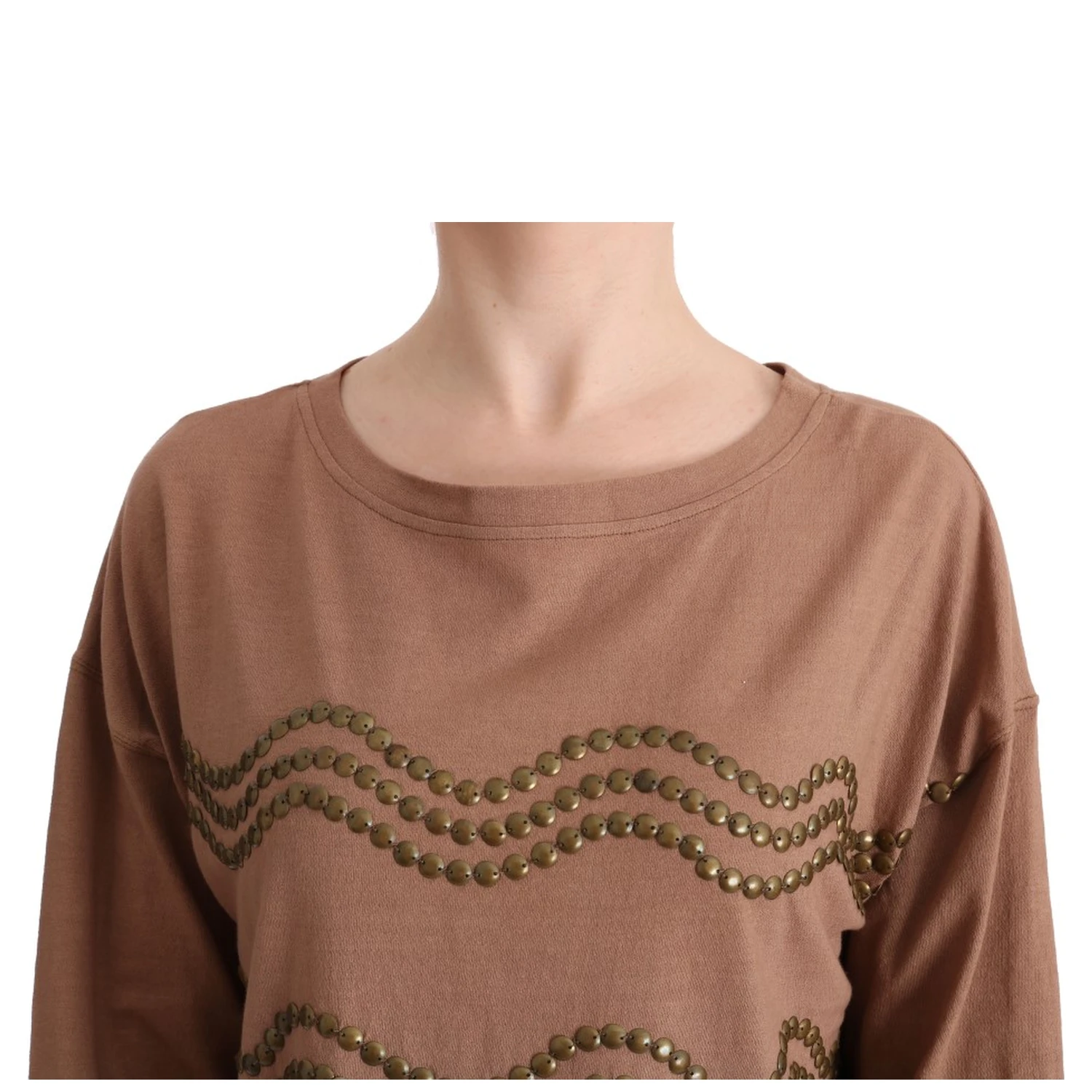 Brown Cotton Studded Sweater