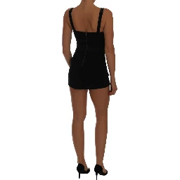 Romper Bodysuit Black Floral Stretch Dress